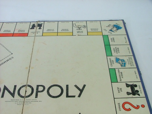 Monopoly Game Board Parker Brothers Inc Board 1946  